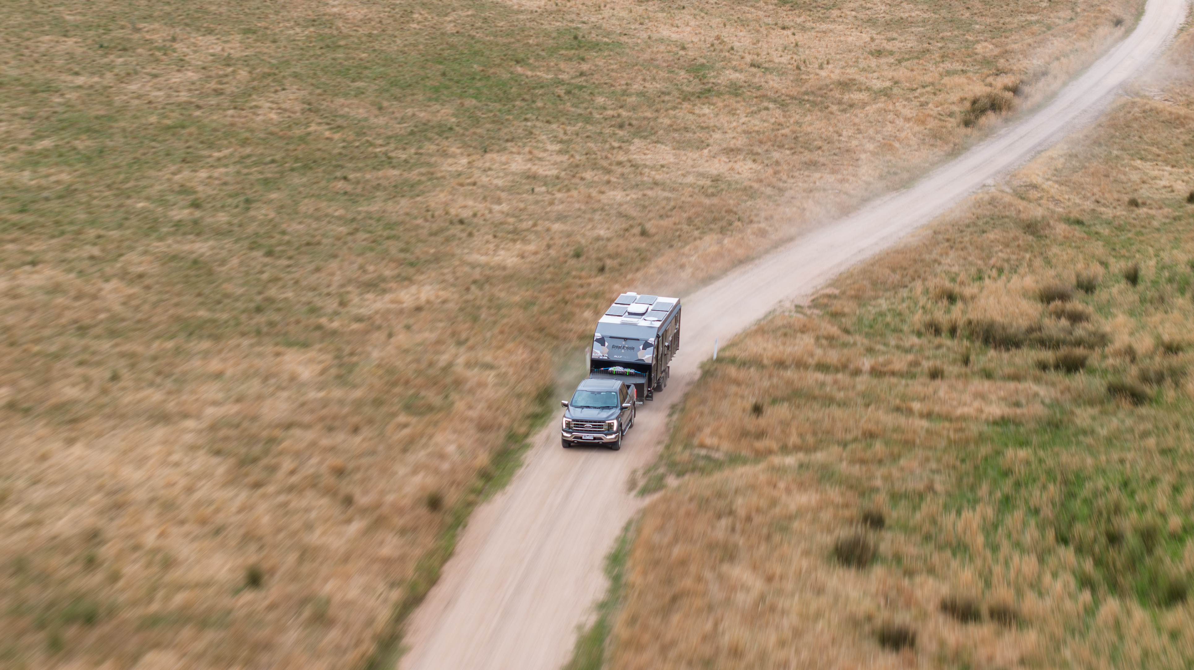 Aerial view of Great Aussie caravan